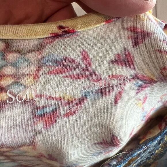 Soft Surrounding Fifi Embroidered Floral Tunic Top Colorful Bell Sleeve size L - Picture 6 of 9